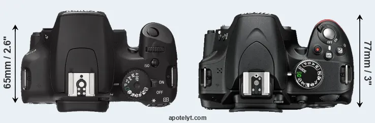 Compare 1000D versus D3200 top