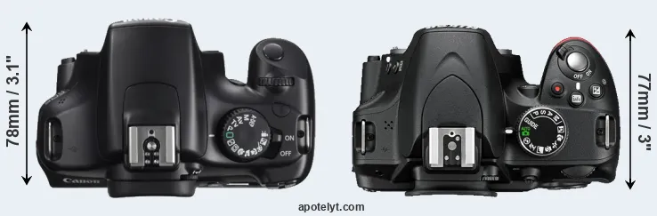 Compare 1100D versus D3200 top