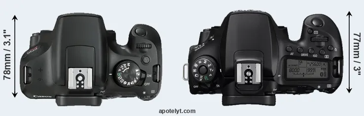 Compare 1300D versus 90D top