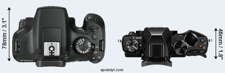 Compare 1300D versus E-M10 top