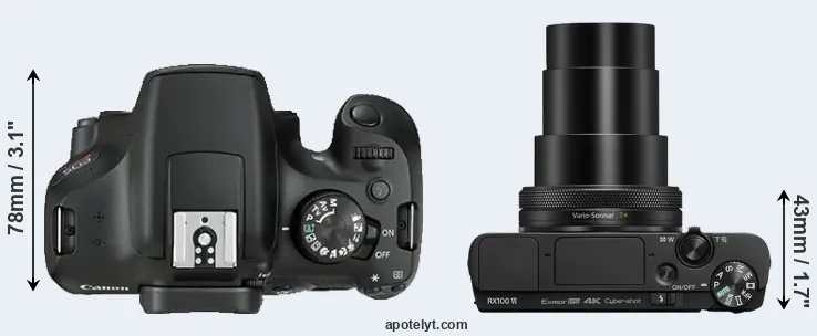 Compare 1300D versus RX100 VI top