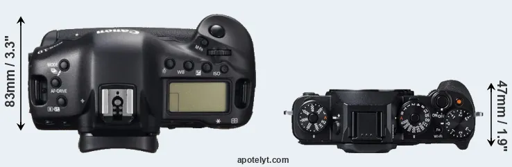 Compare 1DC versus X-T1 top