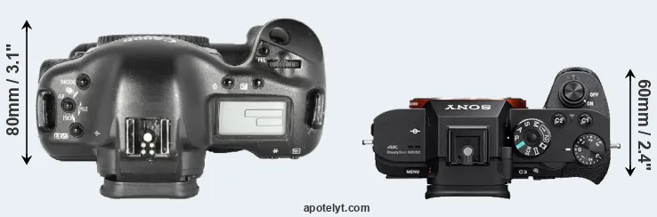Compare 1D Mark II versus A7S II top