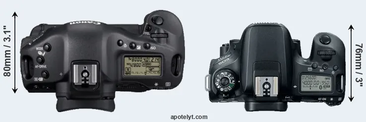 Compare 1D Mark IV versus 77D top