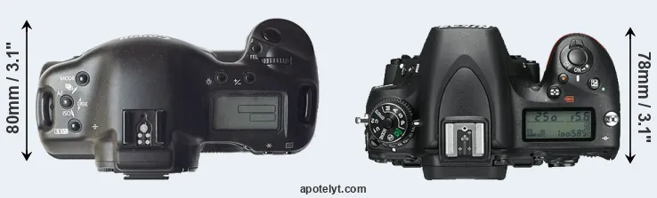 Compare 1D versus D750 top