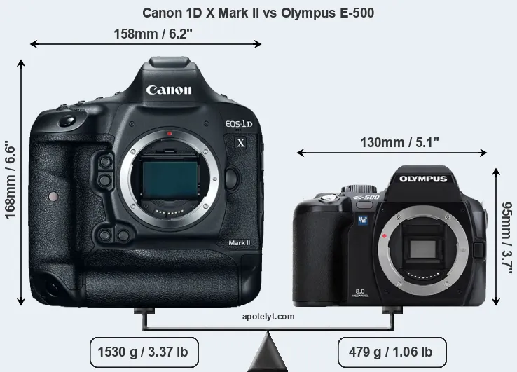 Size Canon 1D X Mark II vs Olympus E-500