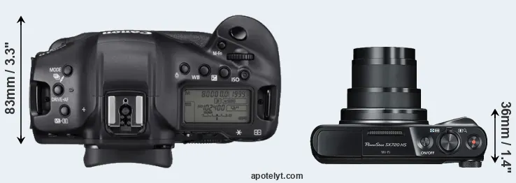 Compare 1DX Mark III versus SX720 top