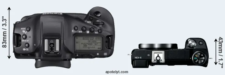 Compare 1DX Mark III versus NEX-6 top