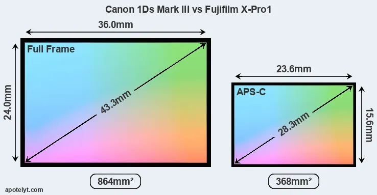 Canon 1Ds Mark III and Fujifilm X-Pro1 sensor measures