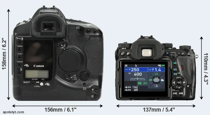 Comparison 1Ds or K-1 II rear