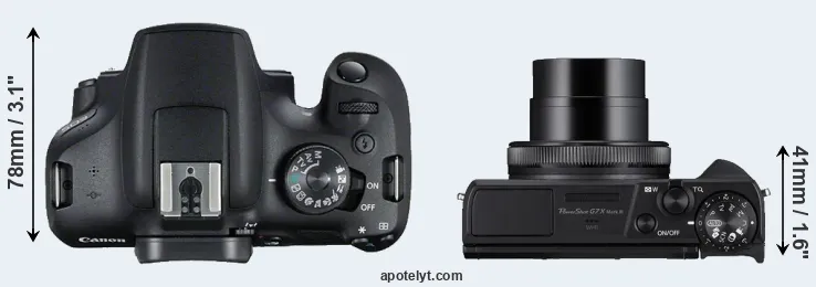 Compare 2000D versus G7X Mark III top