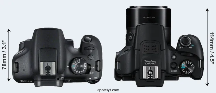 Compare 2000D versus SX60 top