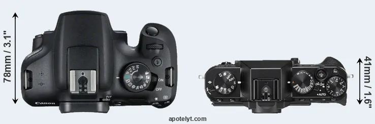 Compare 2000D versus X-T20 top