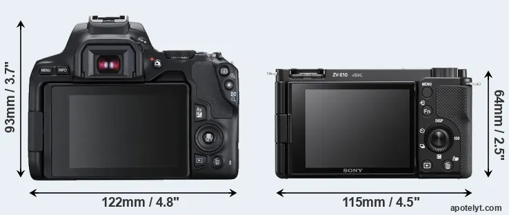 Comparison 250D or ZV-E10 rear