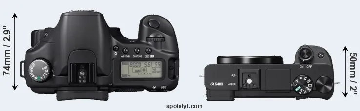Compare 30D versus A6400 top