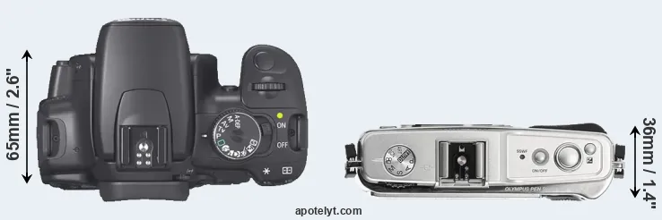 Compare 400D versus E-P1 top