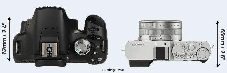 Compare 500D versus D-LUX 7 top