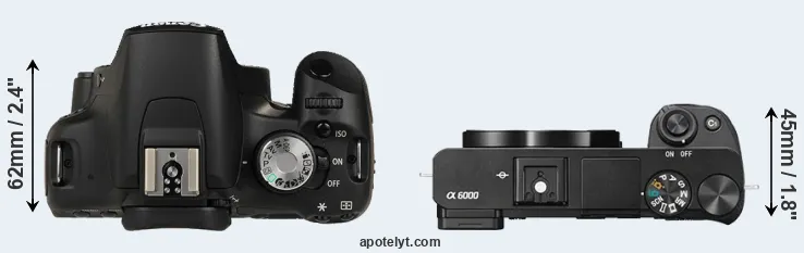 Compare 500D versus A6000 top