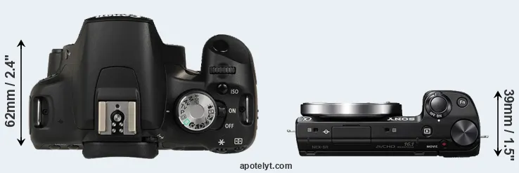 Compare 500D versus NEX-5R top