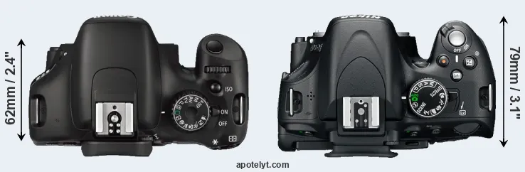Compare 550D versus D5100 top