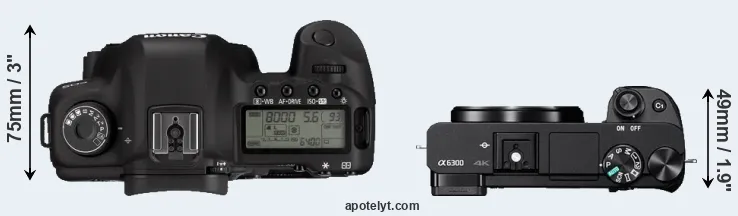 Compare 5D Mark II versus A6300 top