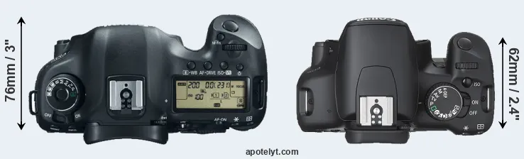 Compare 5D Mark III versus XSi top