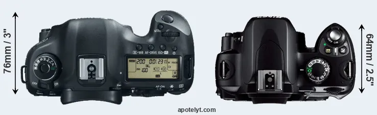 Compare 5D Mark III versus D40 top