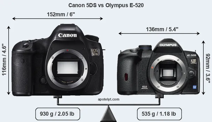 Size Canon 5DS vs Olympus E-520