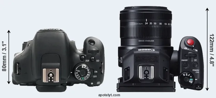 Compare 600D versus XC10 top