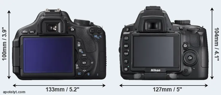 Comparison 600D or D5000 rear