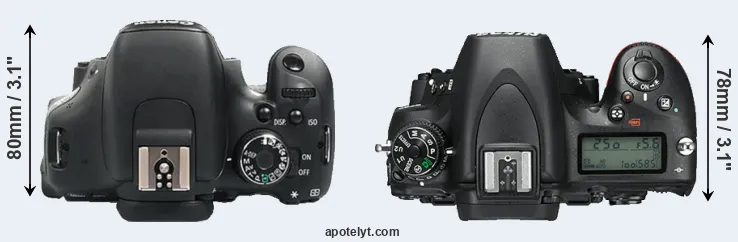 Compare 600D versus D750 top