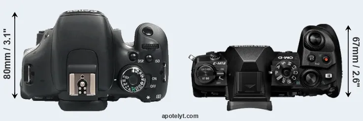 Compare 600D versus E-M1 II top