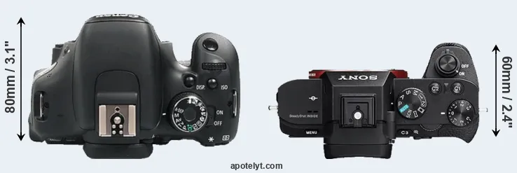 Compare 600D versus A7R II top