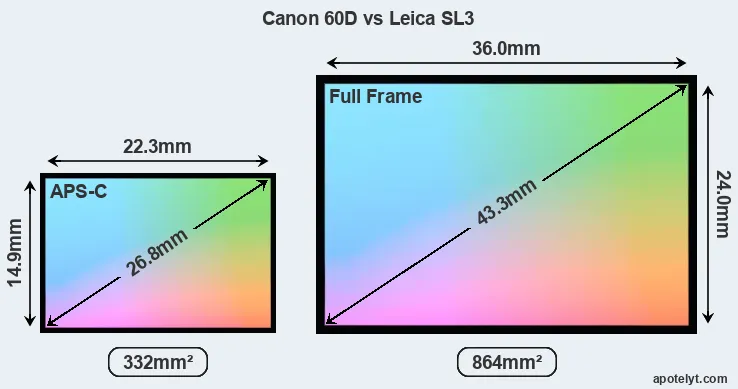 Canon 60D and Leica SL3 sensor measures