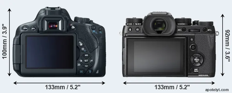 Comparison 650D or X-T2 rear