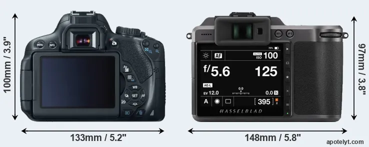 Comparison 650D or X1D II rear