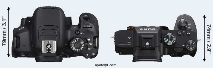 Compare 650D versus A7 III top