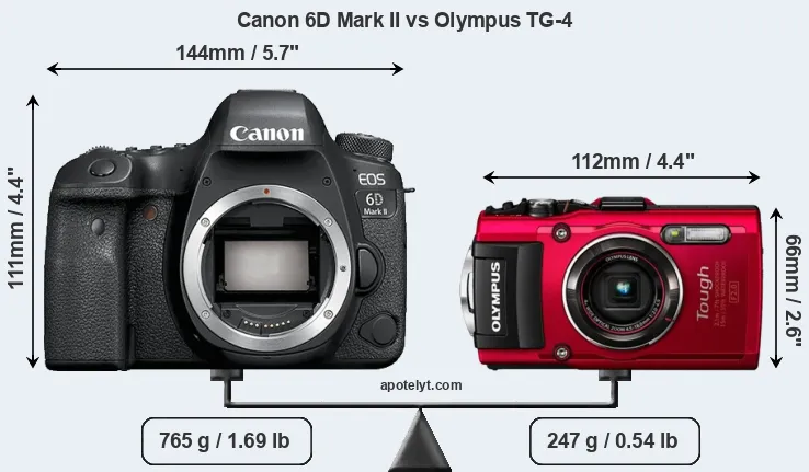 Size Canon 6D Mark II vs Olympus TG-4