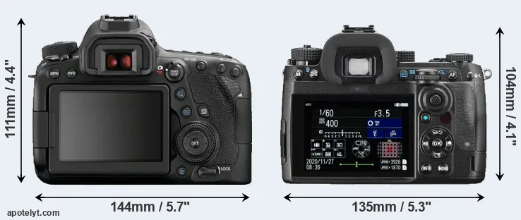 Comparison 6D Mark II or K-3 III rear