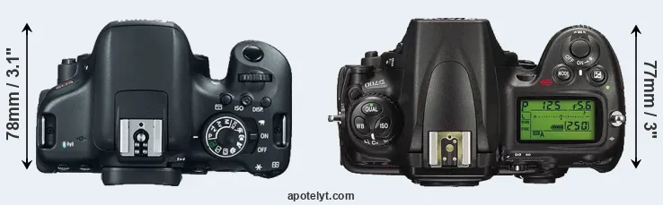 Compare 750D versus D700 top