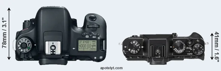 Compare 760D versus X-T20 top