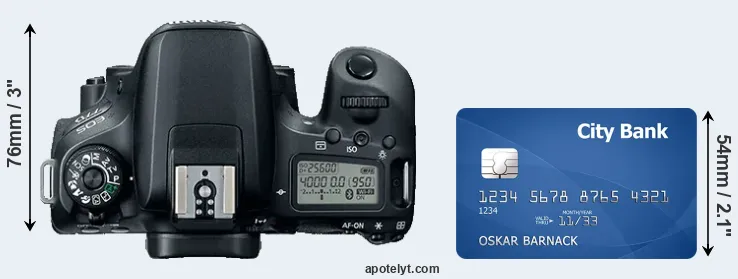 77D versus credit card top view