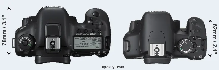 Compare 7D Mark II versus XSi top