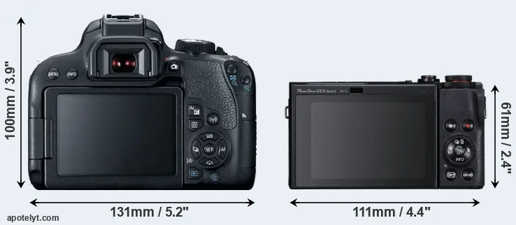 Comparison 800D or G5X Mark II rear