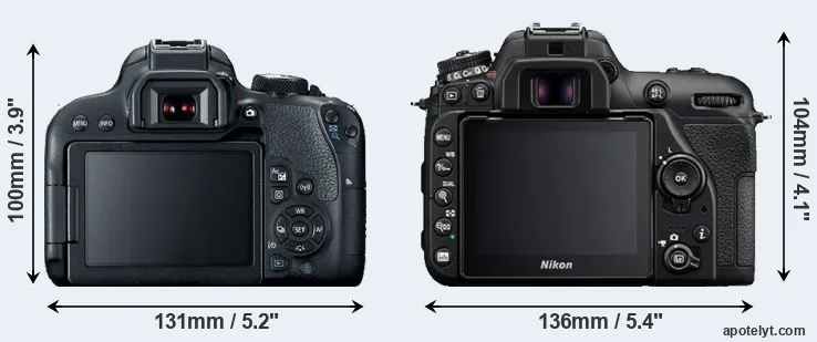Comparison 800D or D7500 rear