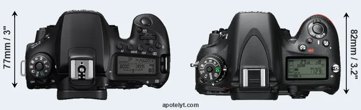 Compare 90D versus D610 top