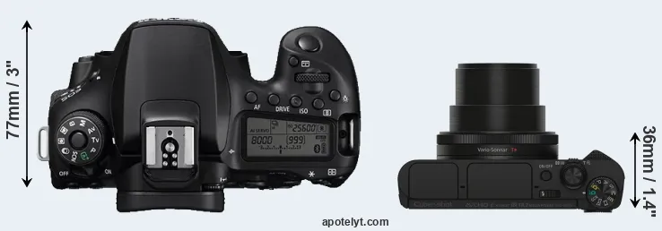 Compare 90D versus HX90V top