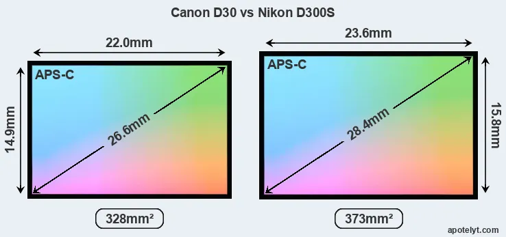 Canon D30 and Nikon D300S sensor measures
