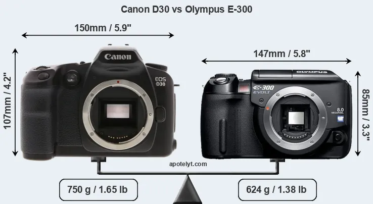 Size Canon D30 vs Olympus E-300
