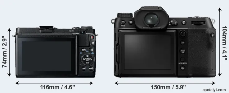 Comparison G1X Mark II or GFX 100S rear